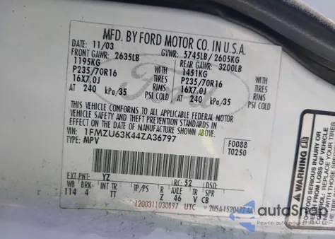 2004 Ford Explorer Xlt z USA, uszkodzony, nr VIN 1FMZU63K44ZA36797